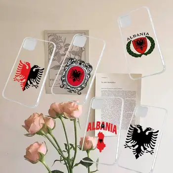 Albánsko Albáncov Vlajka vzor Telefón Prípade Transparentné pre iPhone 7 8 11 12 13 s mini pro X XS XR MAX Plus
